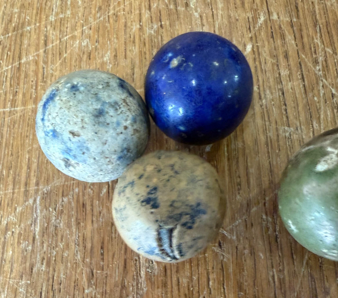 Lot of 7 Large Antique Clay Marbles 25mm to 39mm In Diameter