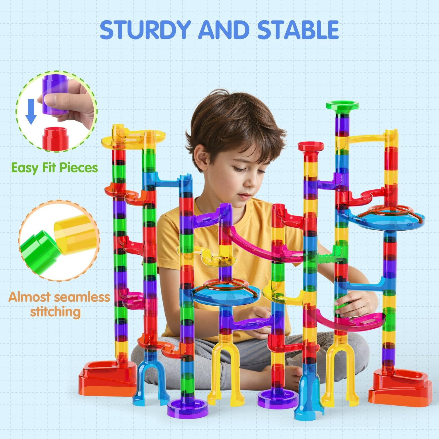 Ifollower Marble Run, 150Pcs Mable Track Race Toys for Kid, Upgrade Marble Maze