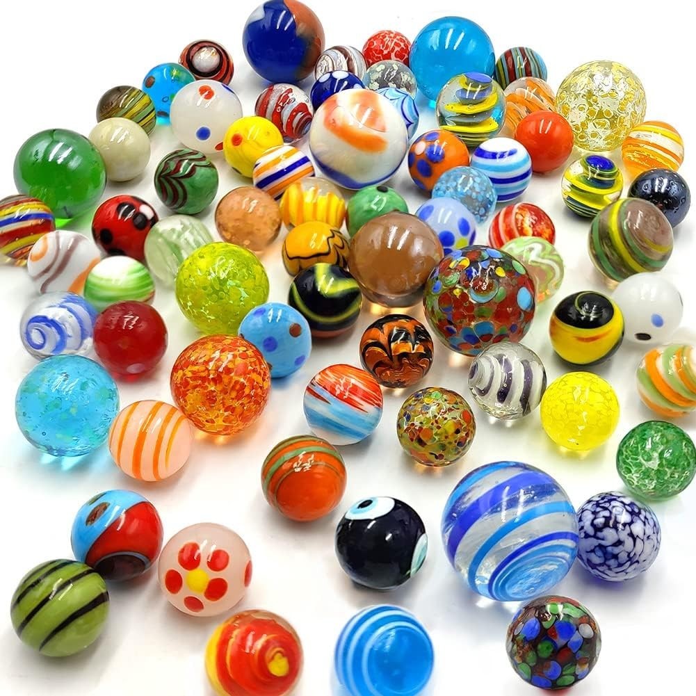 71pcs Assorted Glass Marbles Set for Kids – Cool Colors