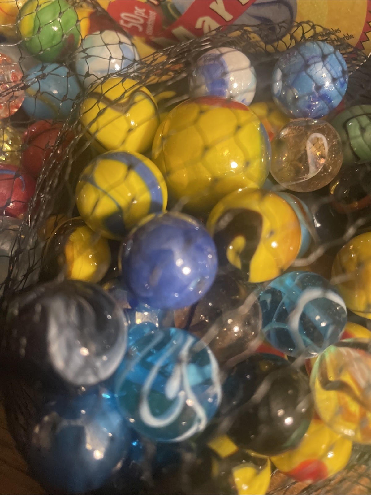 50 Piece Traditional Marbles 49 Plus 1 Shooter 100% Glass 5 Bags