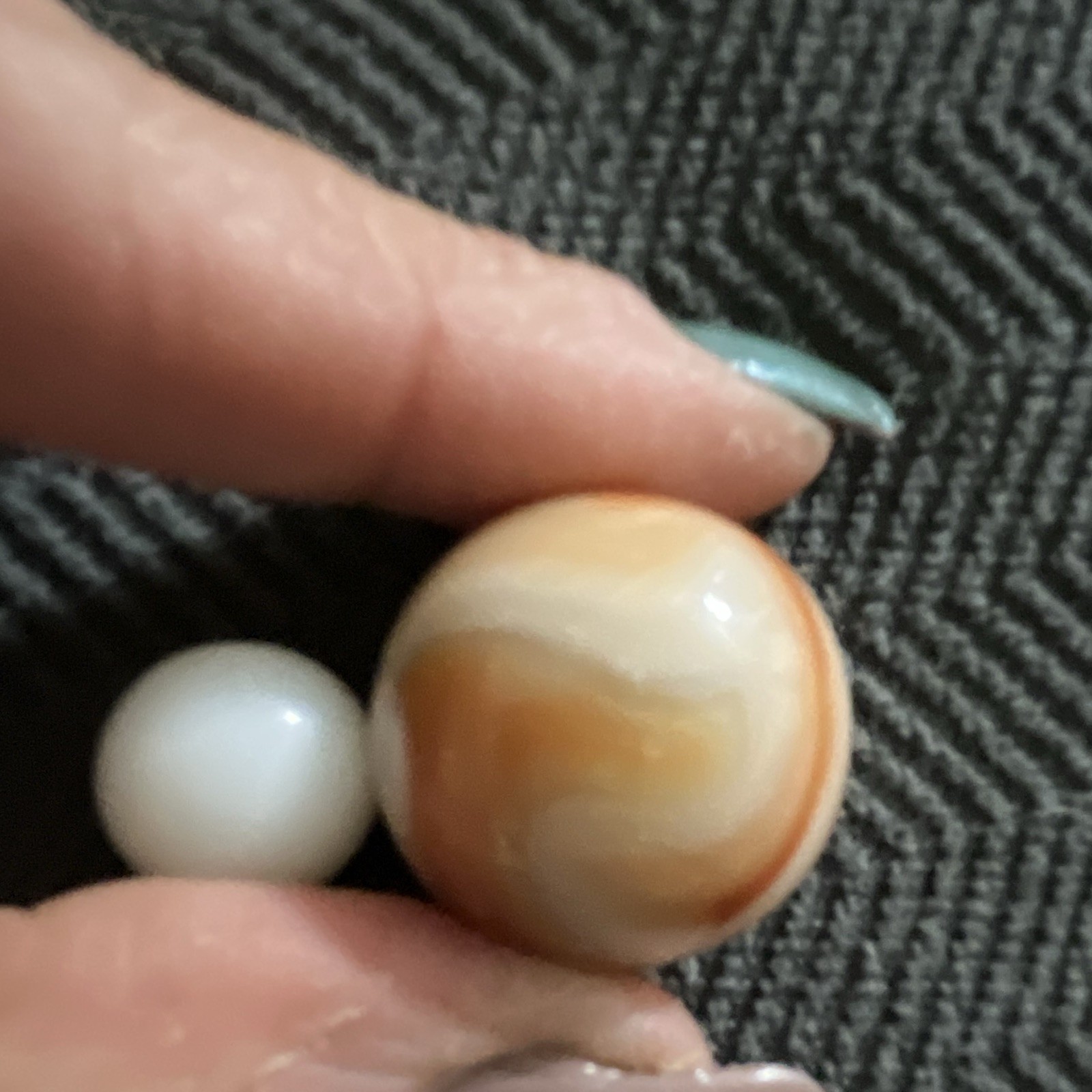 Orange & White Swirl Glass Toy Marble, Machine Made, Age 17 Years & Up