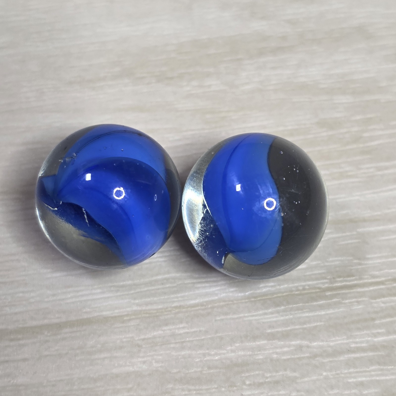 Vintage Hybrid Cat’s Eye Marble Clear Blue Lot of 2