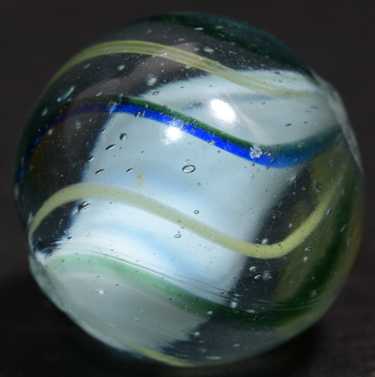 Solid Core German Handmade Antique Marble Cool Coastal Hues 16mm 5/8”