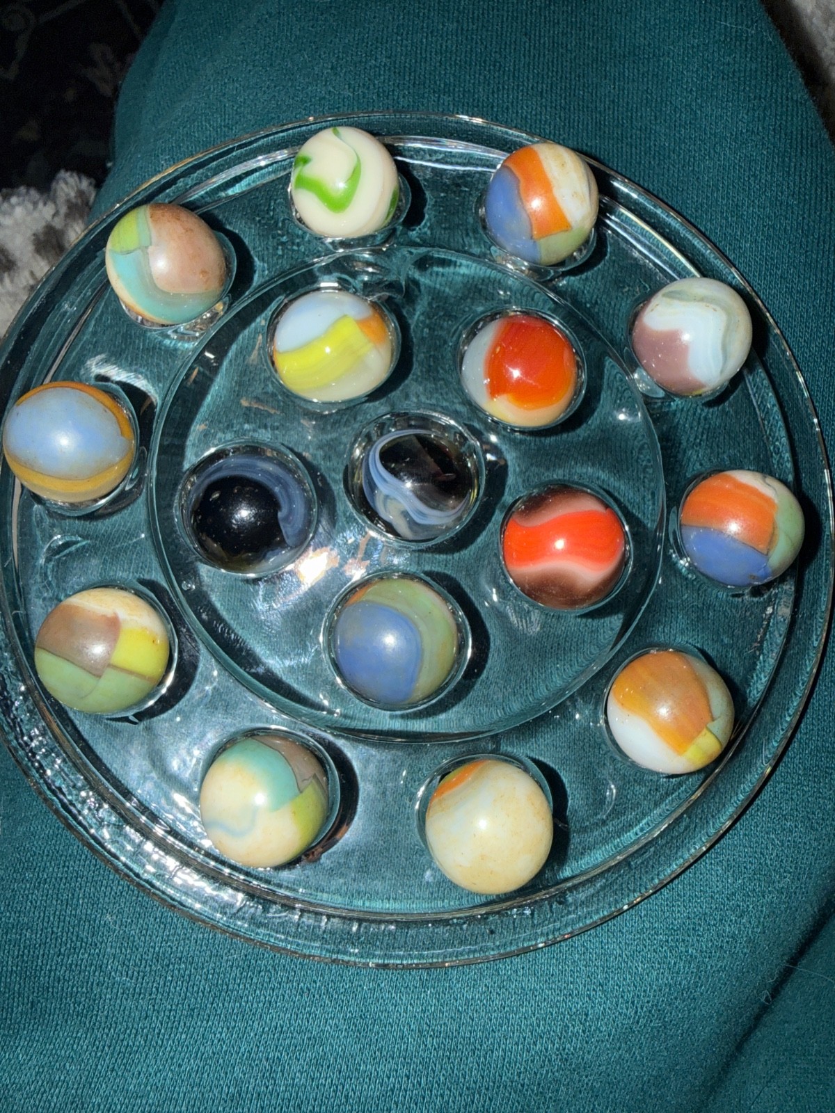 Vintage 1930s Peltier National Onyx Tri-Lite Marbles Premium 16-Piece Lot