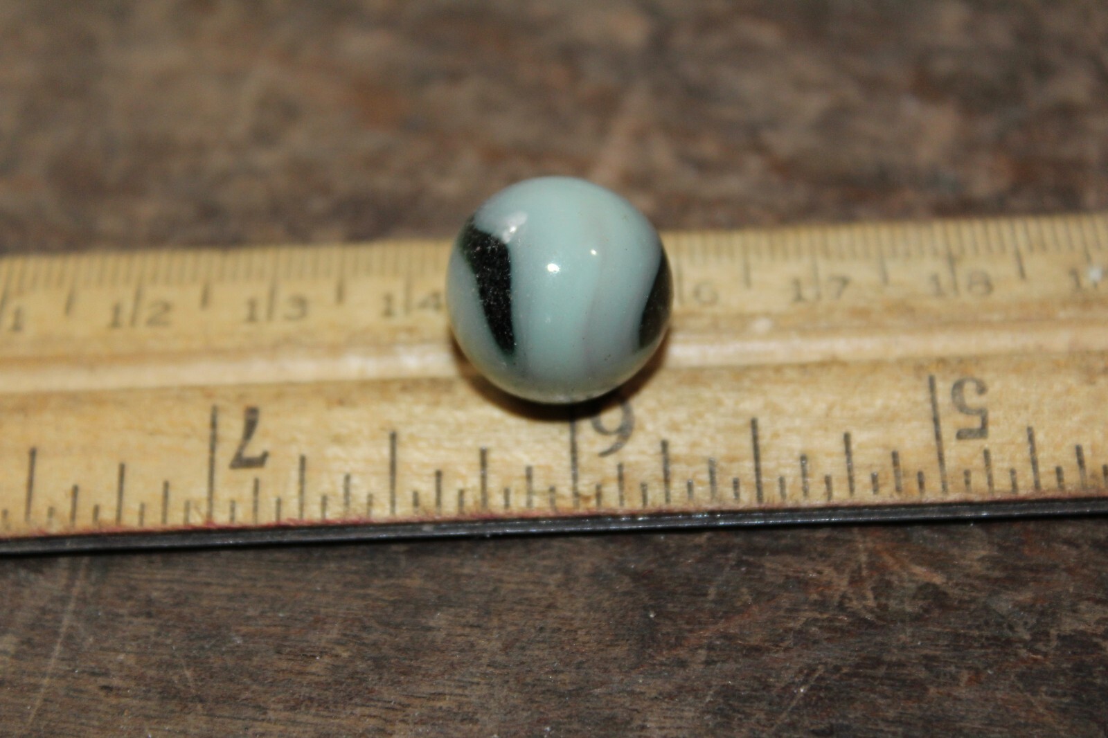 Vintage Glass Marble Dark Blue-Green & White Swirl