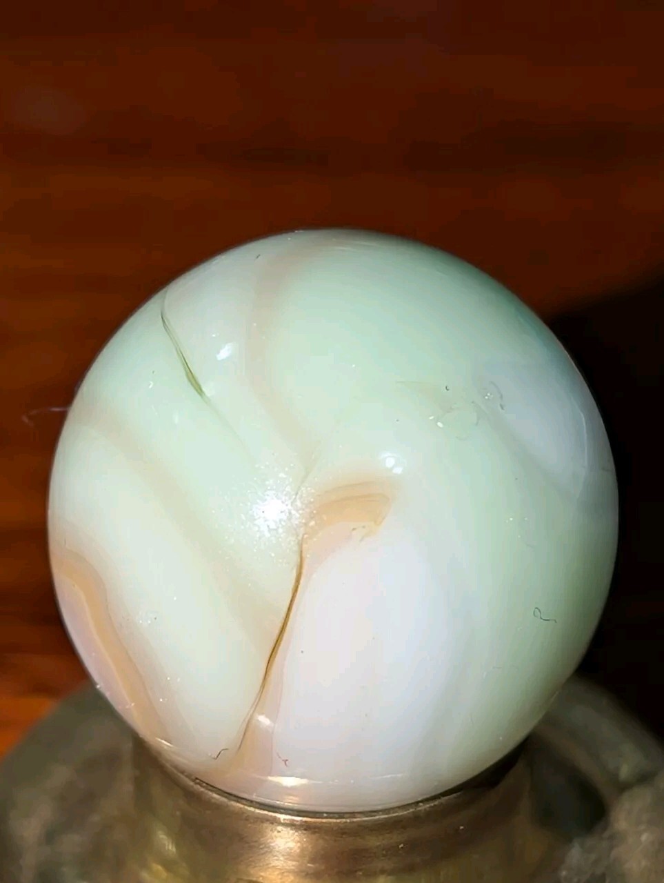 Alley Agate Swirl Marble, Rare Colors!! Pistachio Green & Tan, (.66) UV Reactive