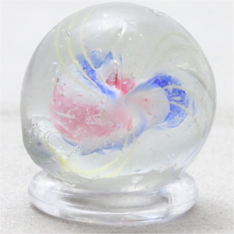 Vintage German Swirl Latticinio Pink White & Blue 3/4″ Glass Marble