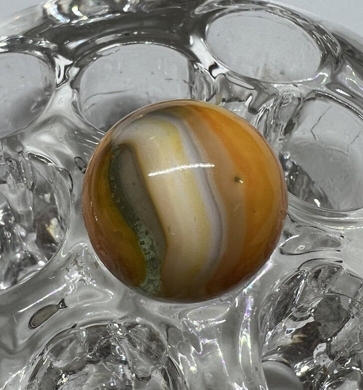 Vintage Marble Transparent Base Yellow Orange White A+ Peltier? Kokomo? Vitro?