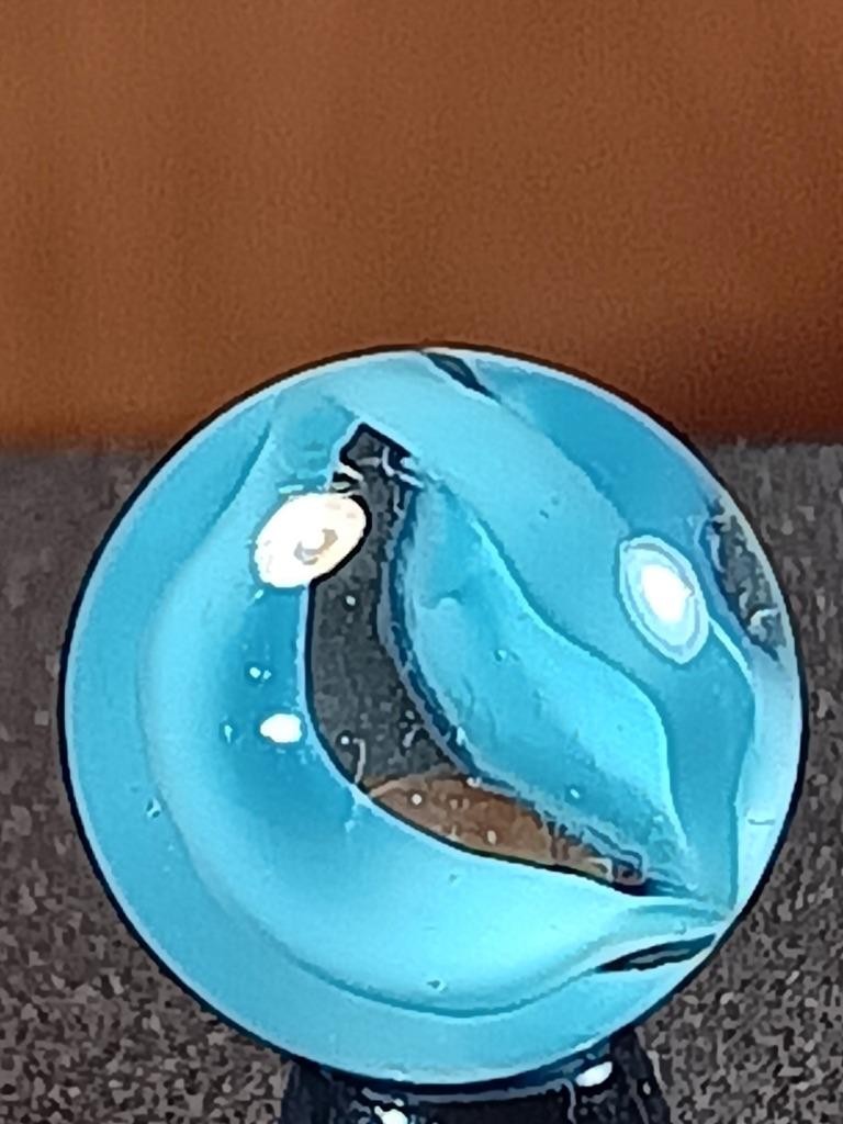 5/8″ Vitro Agate Robin’s Egg Blue Caged Cat’s Eye Near Mint Serious Marble B217