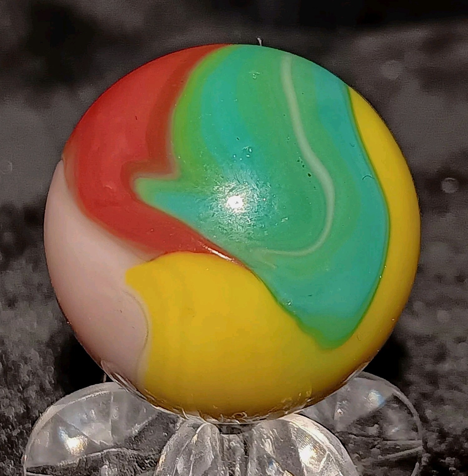 Vintage Vitro Agate Parrot Marble. .90″ Mint. 5 Colors with Aventurine. VHTF