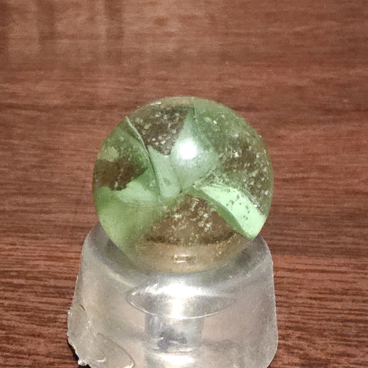 Vintage C. E. Bogard Hybrid Cats Eye Green In Clear .718″ Shooter Marble