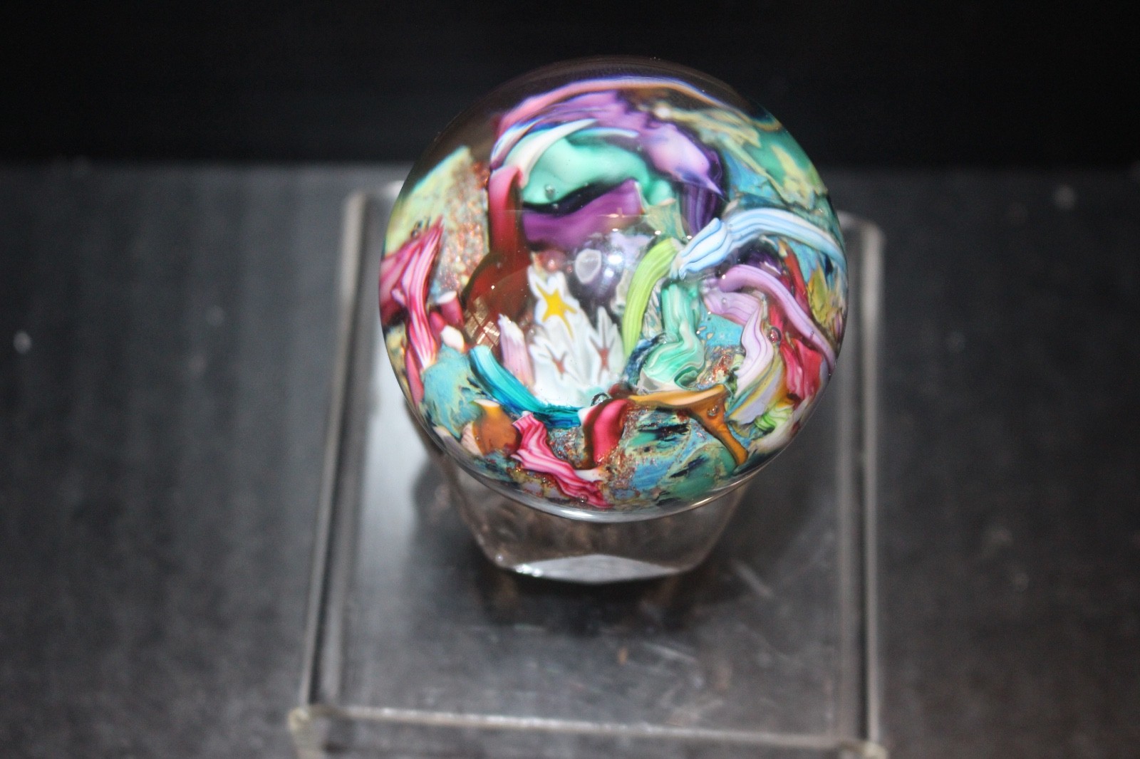 Millefiori “Orbs” by Douglas Sweet marble 1990s 52mm Mint with base