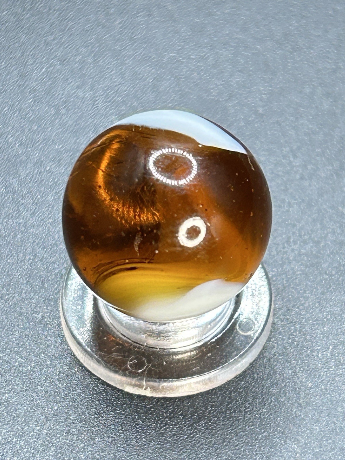 Vintage Classic Akro Agate Golden Amber Snake Spiral Marble 0.709”
