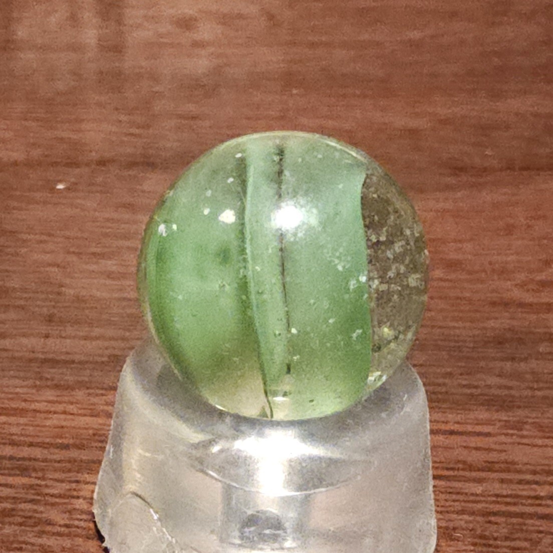 Vintage C. E. Bogard Hybrid Cats Eye Green In Clear .718″ Shooter Marble