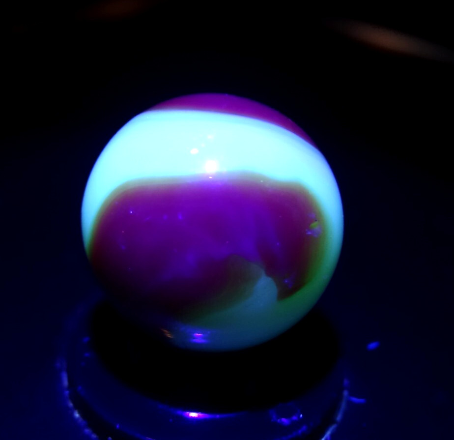 AKRO AGATE ” PRIZE NAME ” Orange-Blue/Gray Hot UV NICE 👍👌