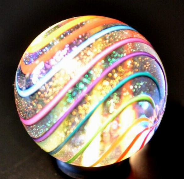 JAMESC ALLOWAY GLASS MARBLE/1.246″-DICHROIC 8 COLOR GLITTERBALL #424-WORLDWIDE
