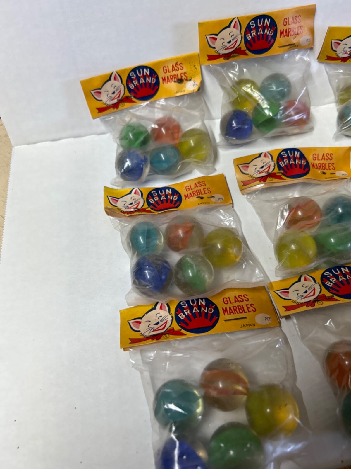 Vintage 9 bag Lot Sun Brand Glass Marbles Made in Japan