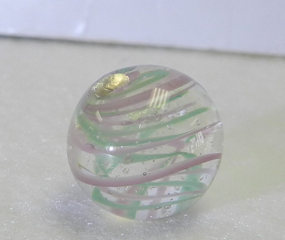 #17548m Tiny .55 Inches Handmade Contemporary Swirl Marble With Mica Mint