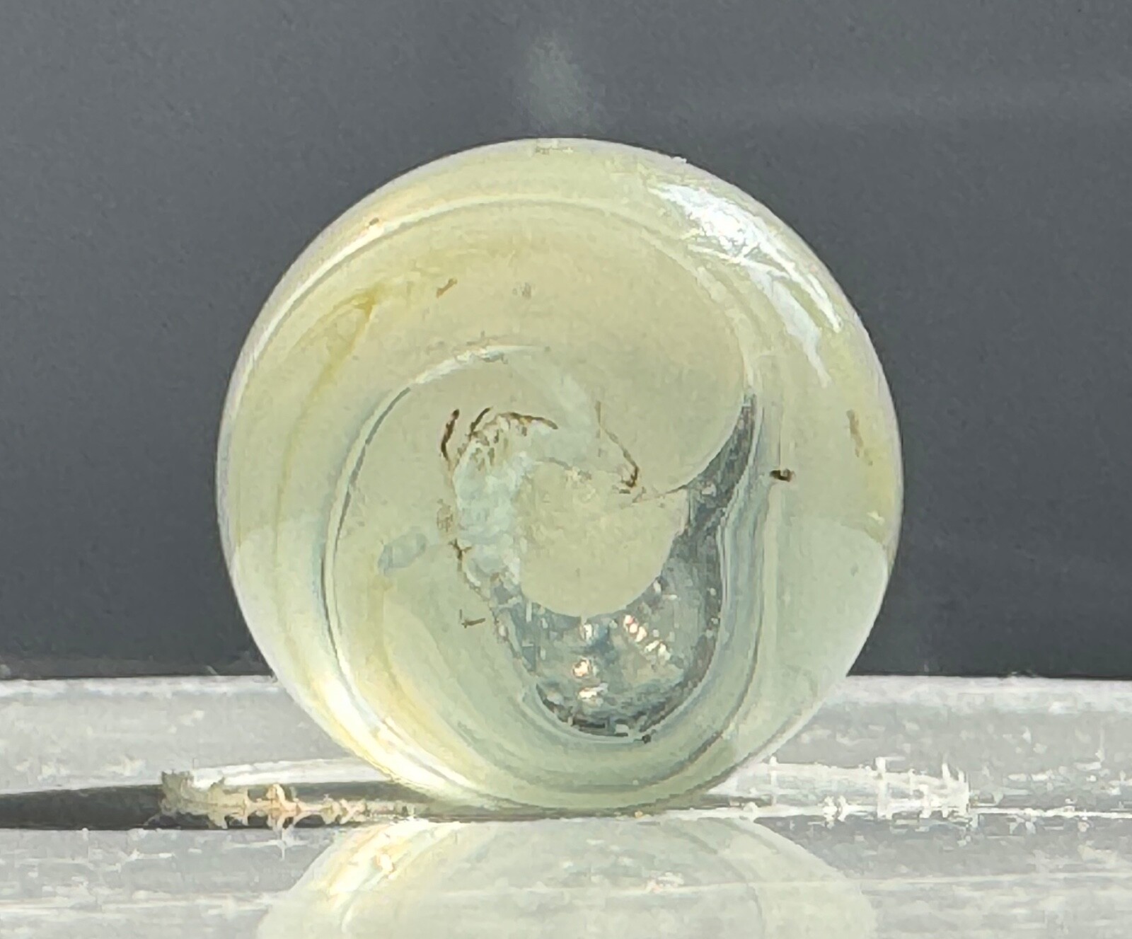 Egg Yolk & White Single Faceted Pontil Transitional Marble 21.5mm (27/32”)
