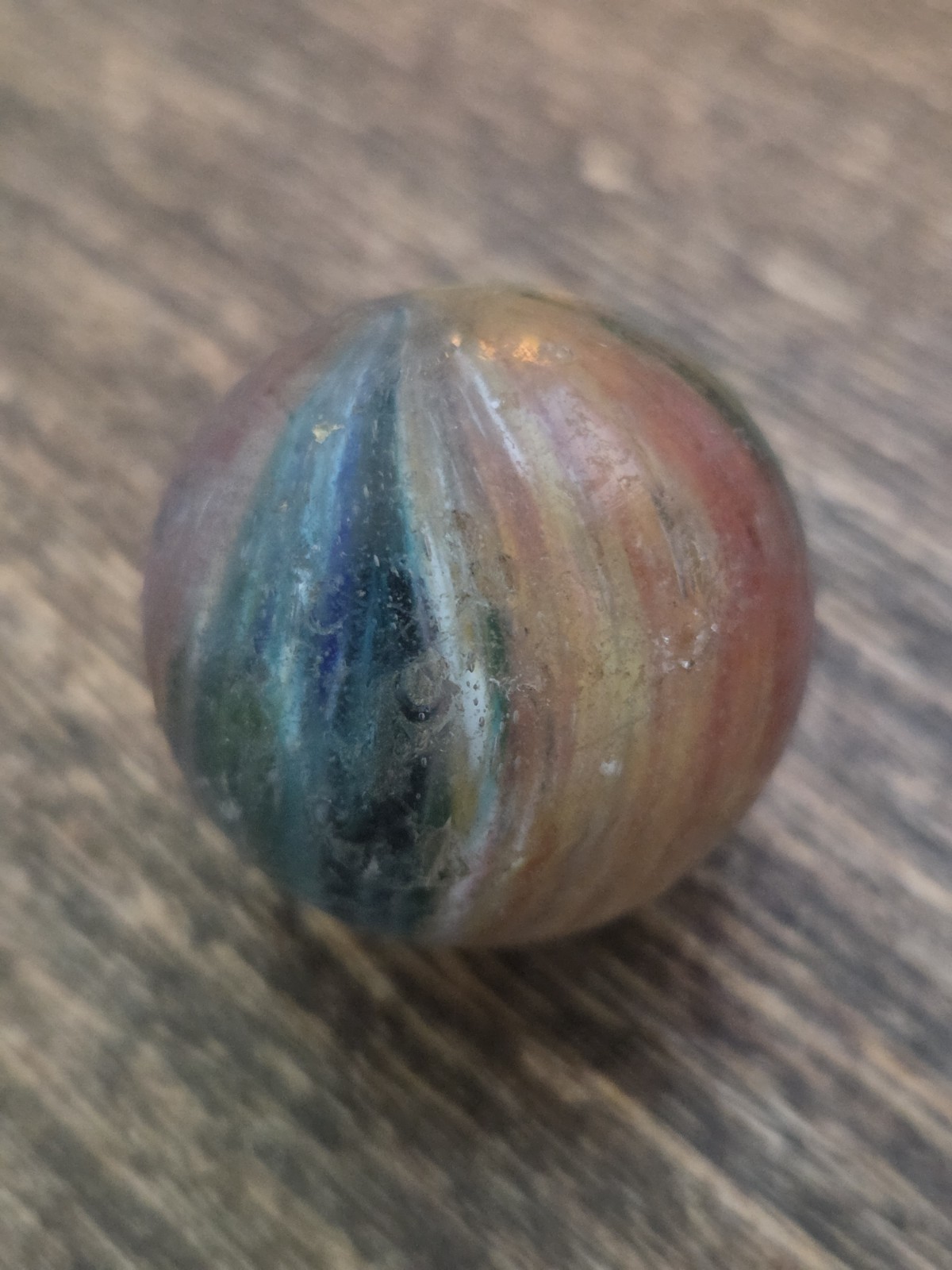 1.11″ Antique Vintage German Handmade Multi Colored Onionskin Marble