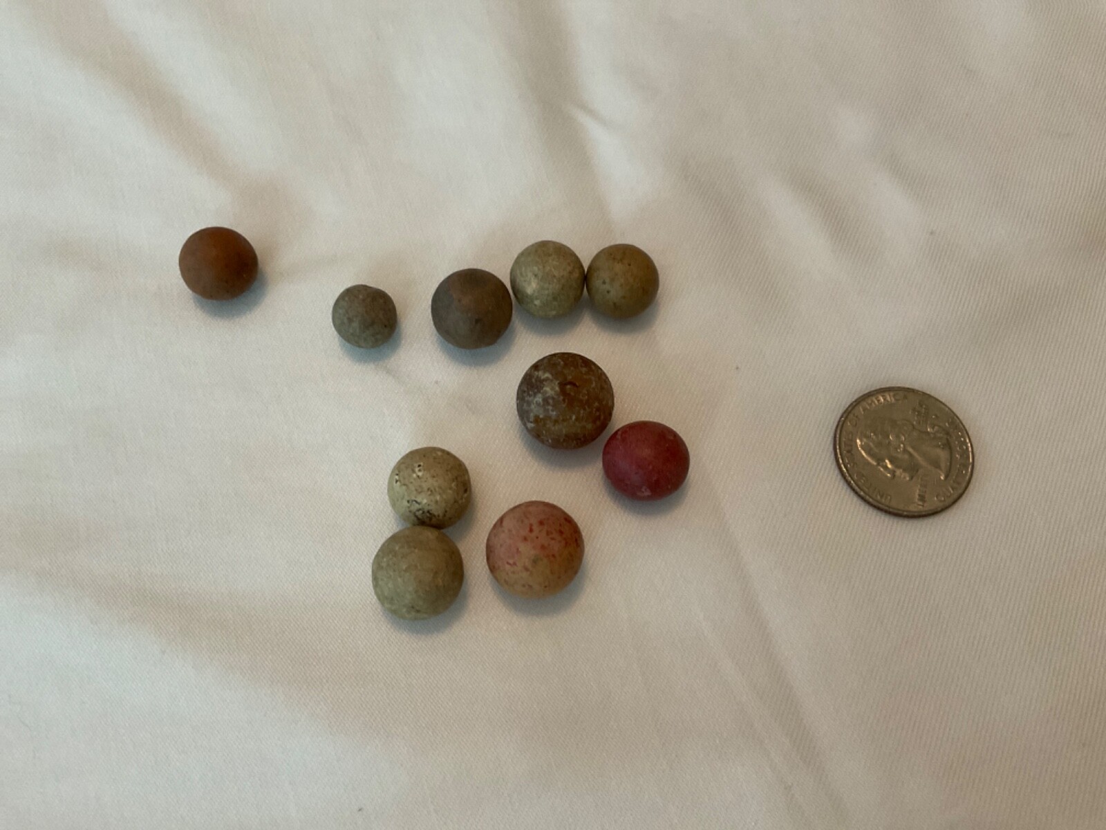 Antique 1800s Civil War era Clay Marbles Lot of 10. Sizes vary.