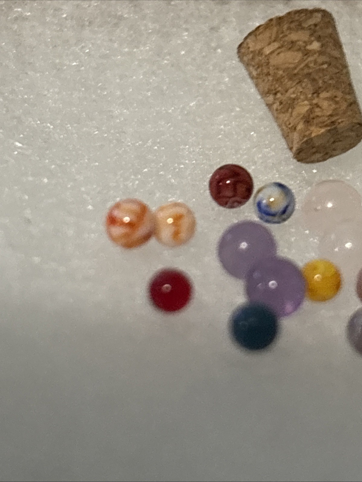 1 Tiny Glass Jar With Tiny Glass And/or Stone Marbles