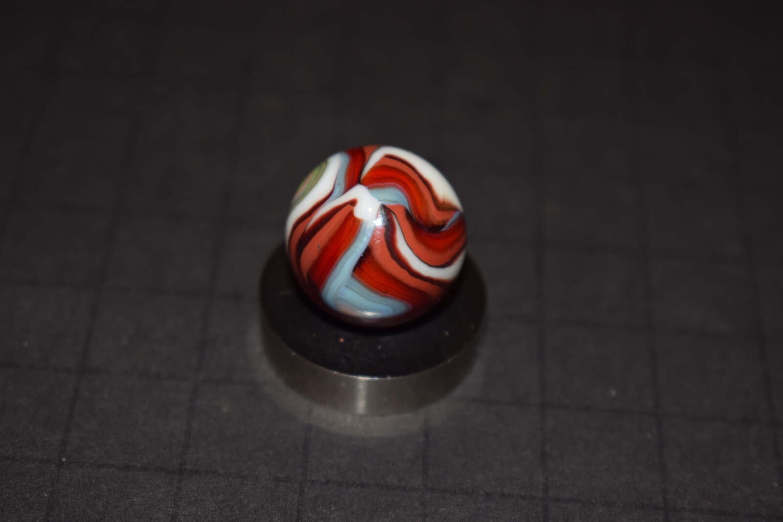 JABO/DAS Multi-Color 🐂OXBLOOD Swirl Marble Toy Shooter Size .765″=49/64″1 MINT!