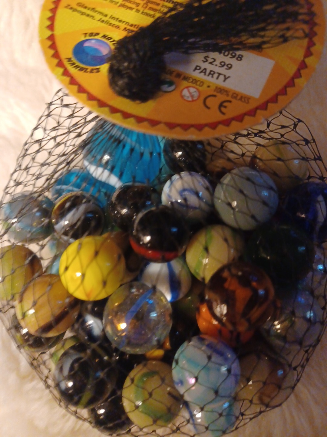 New In Bag50 Piece Traditional Marbles 49 Plus 1 Shooter 100% Glass MadeInMexico