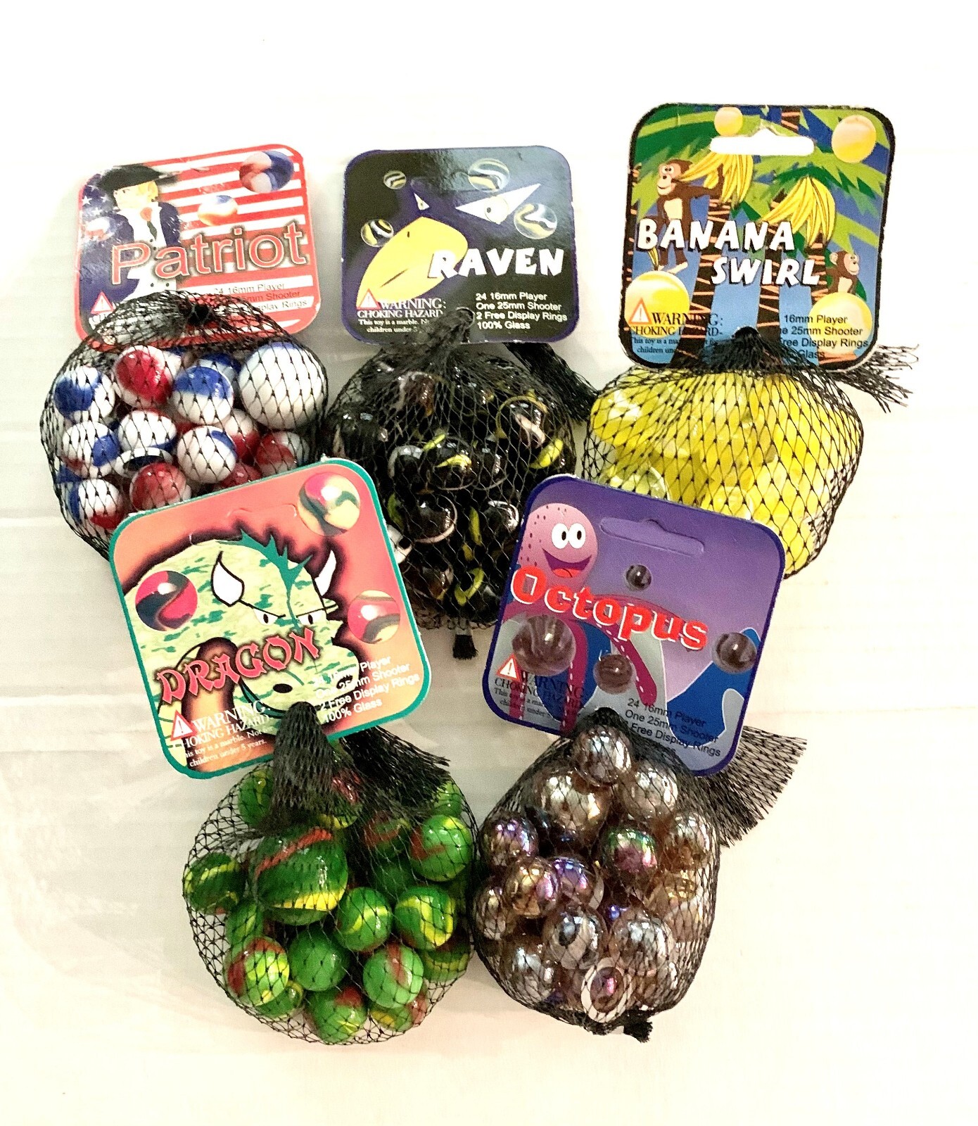 Lot of 5 Early Edition Mega Marbles Net Bags 1998-2006 Vintage Retired Vacor
