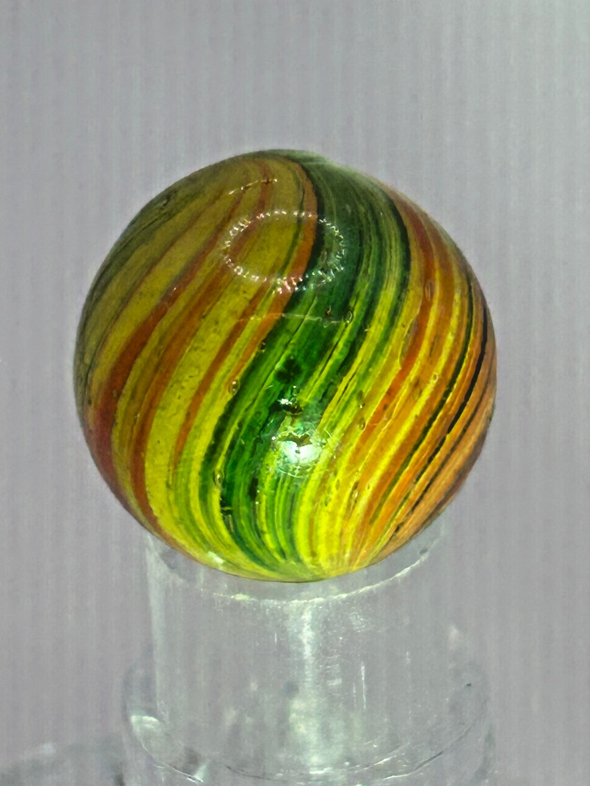 Antique German Handmade Joseph’s Coat Swirl Marble 53/64″ Mint O21