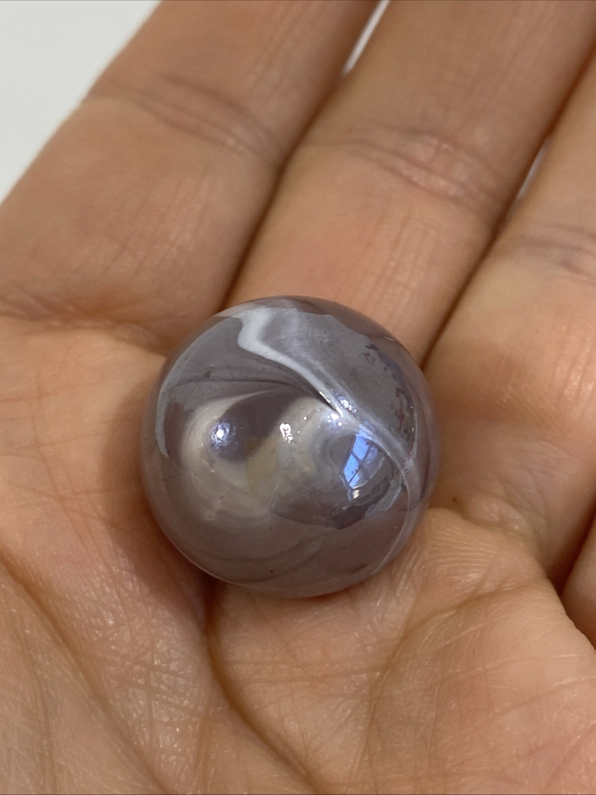 Large Vintage Lot (4) Handmade Breaker Marbles Blue Iridescent Cat Eye 1” Pontil