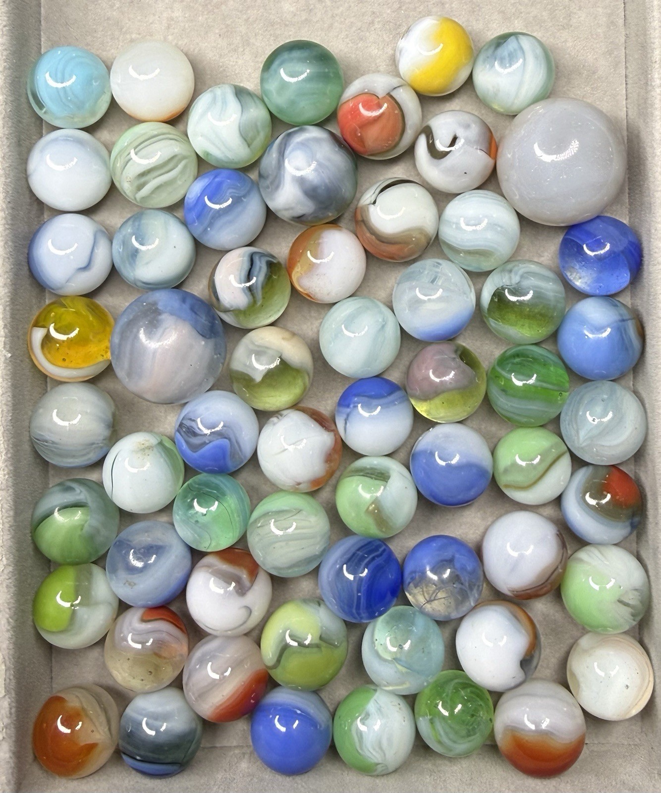 Lot Of 60 Vitro Agate Marbles .57” To .84” NM(-) To NM(+)