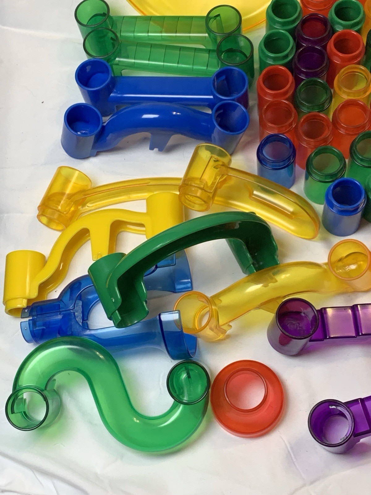 Marble Run Mixed Lot From Different Sets 54 Marbles & 101 Building Pieces