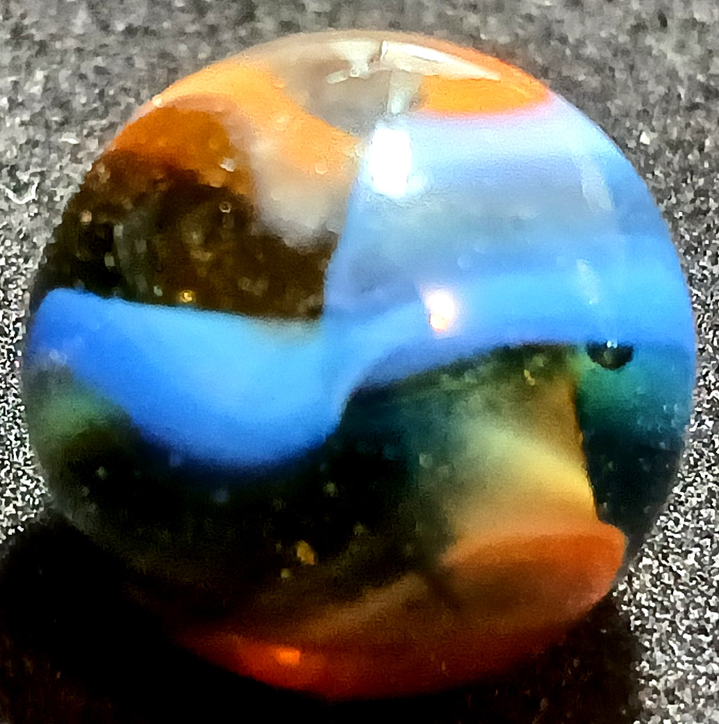 Vintage Marble Peltier NLR Transparent Glass Pink Blue White .645″