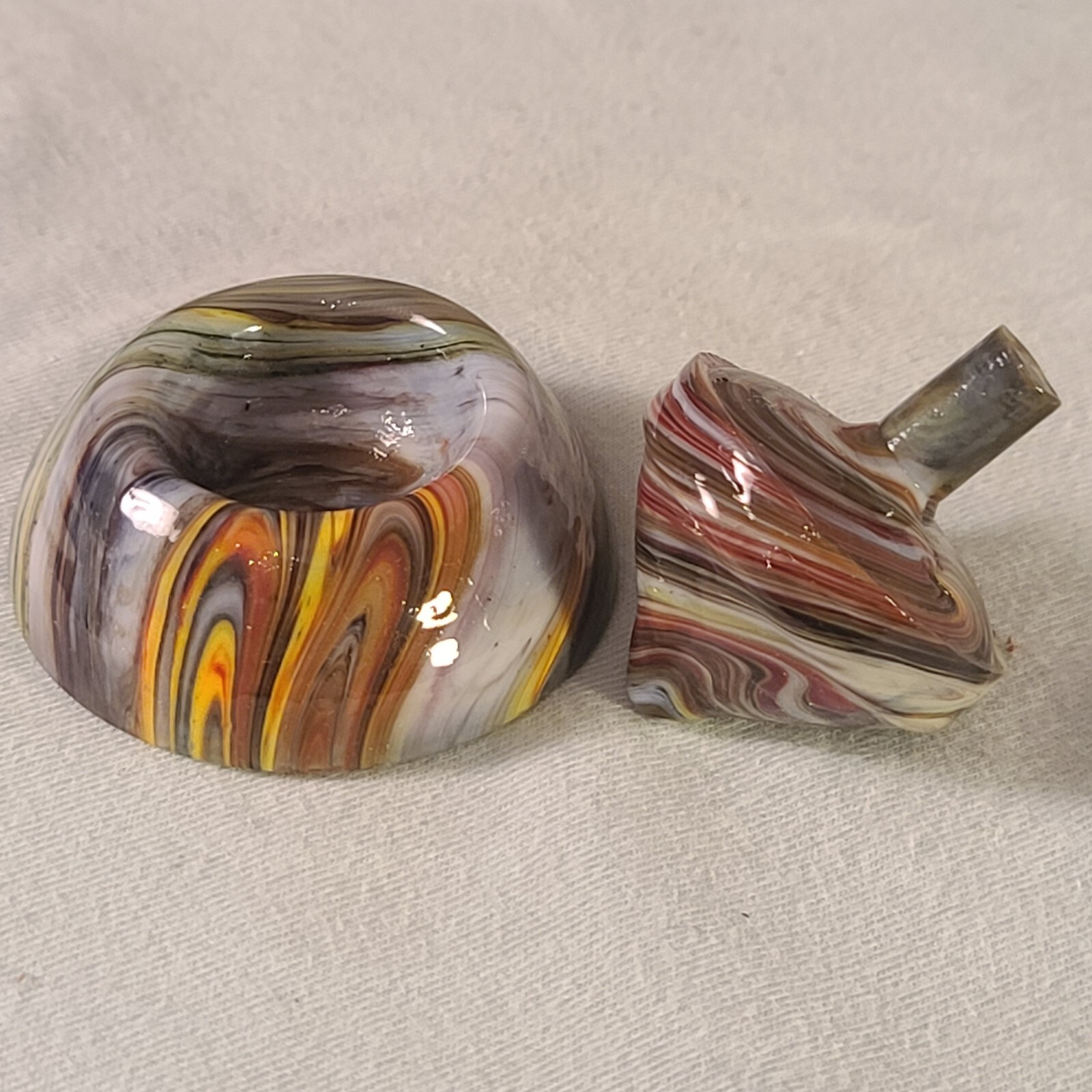 ANDY DAVIS, Glass Art Spinning Top & Base, Joker’s Run (?), #265J