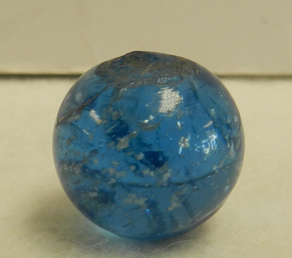 #18332m Vintage German Handmade Blue Glass Mica Marble .68 Inches *Mint*
