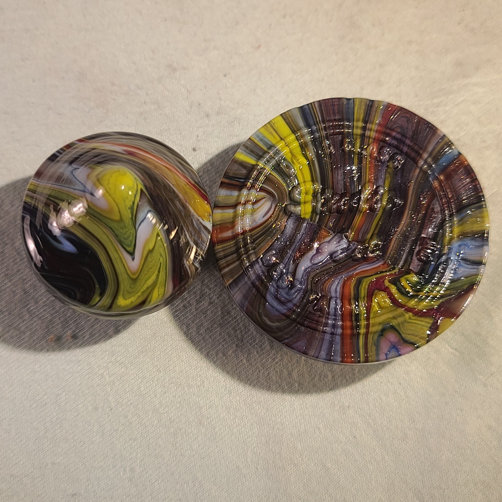 ANDY DAVIS, Glass Art Spinning Top & Base, Megans Run (?), #255E