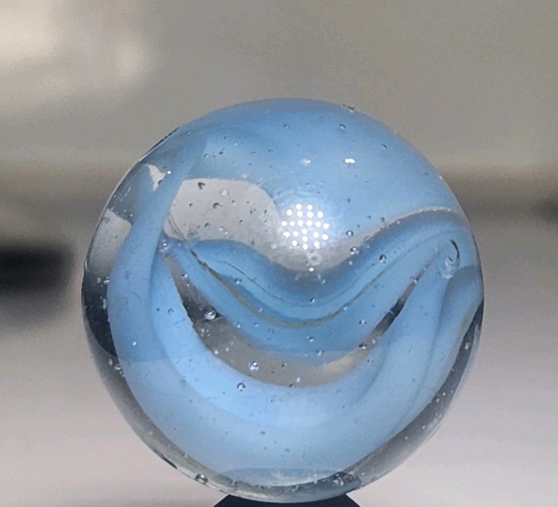 VITRO AGATE CO. “Horseshoe” .89″ Shooter Vintage Marble NM-