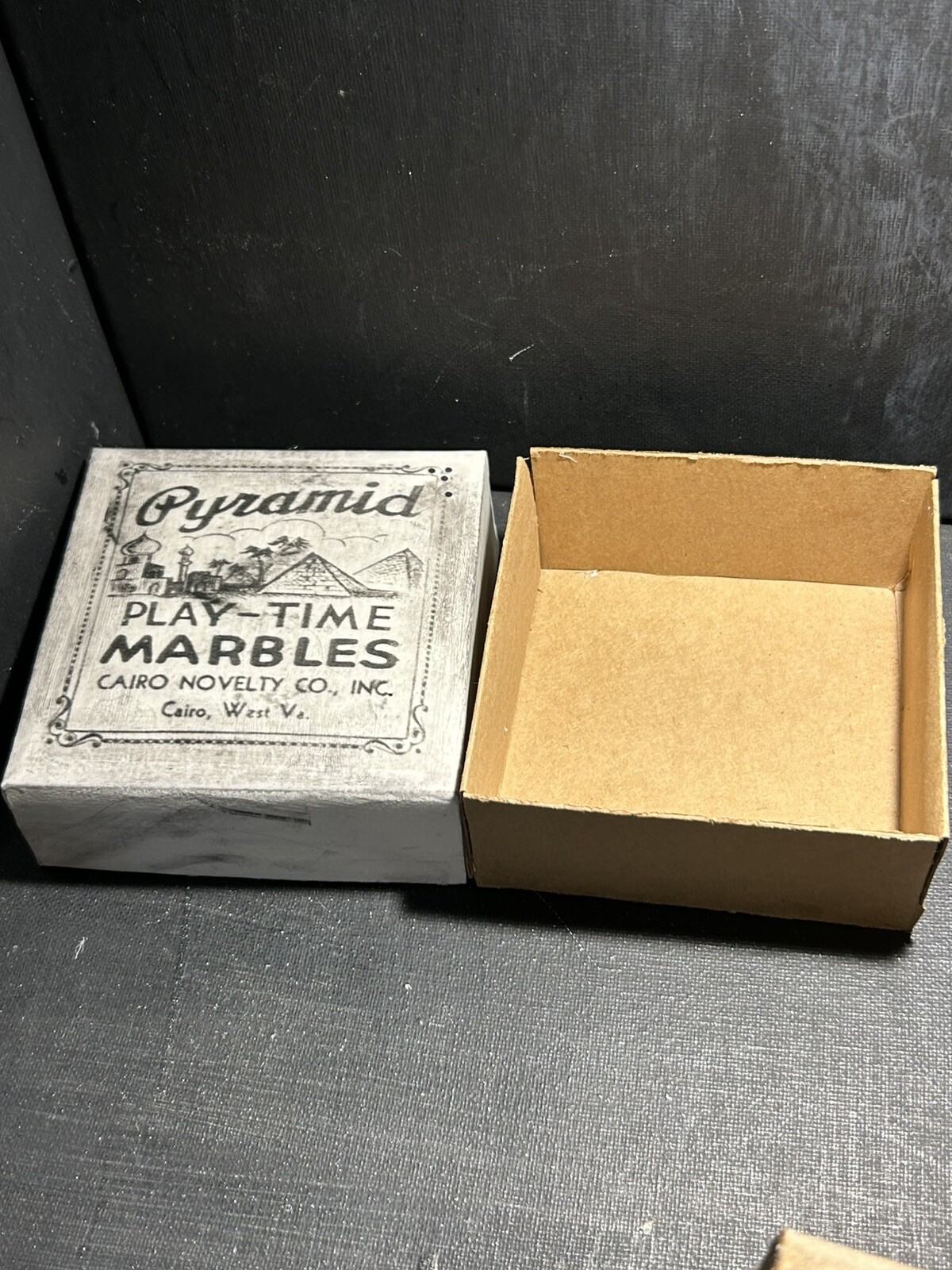 1 Cairo Novelty White Lid Brown Base Deep Marble Box