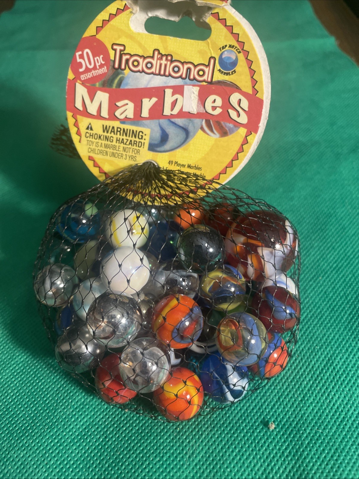 50 Piece Traditional Marbles 49 Plus 1 Shooter 100% Glass 5 Bags