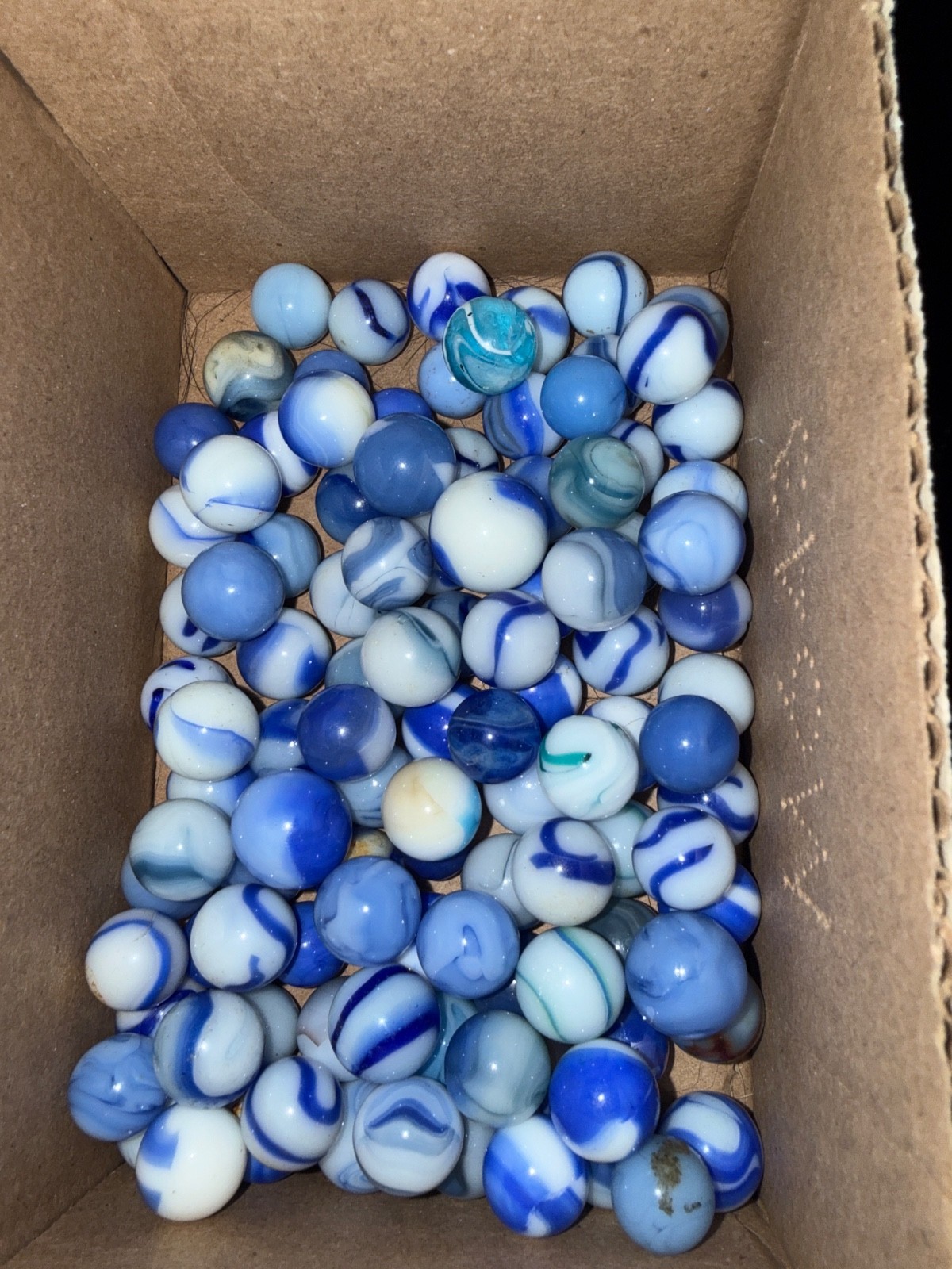 Vintage Peltier Glass Co. Blue & White Marble Hoard Lot – National Onyx & Rainbo