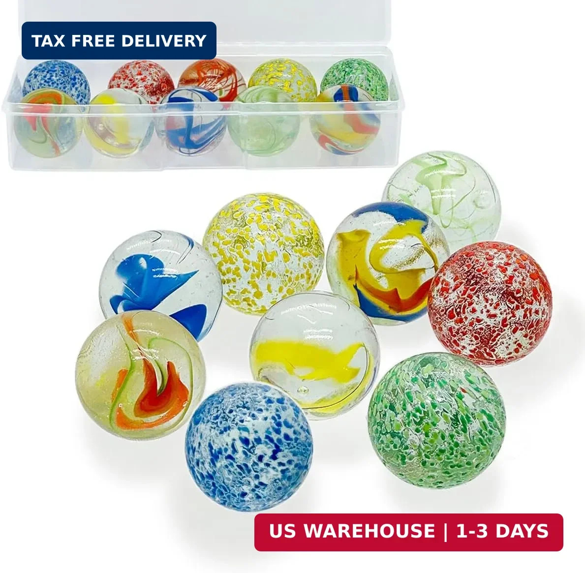 Large Glass Marbles for Decoration 35mm 10pcs Assorted Colour Marble Game Learni