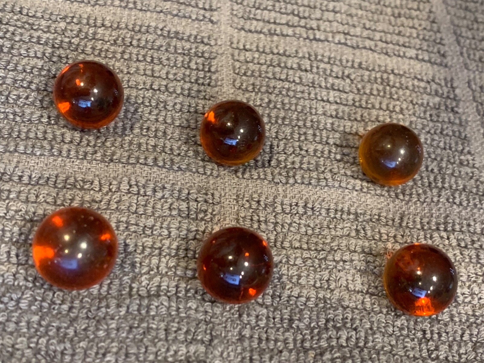 Vaseline Uranium Vintage Glass Marbles, Lot of 6 Glowing Marbles Red Amber