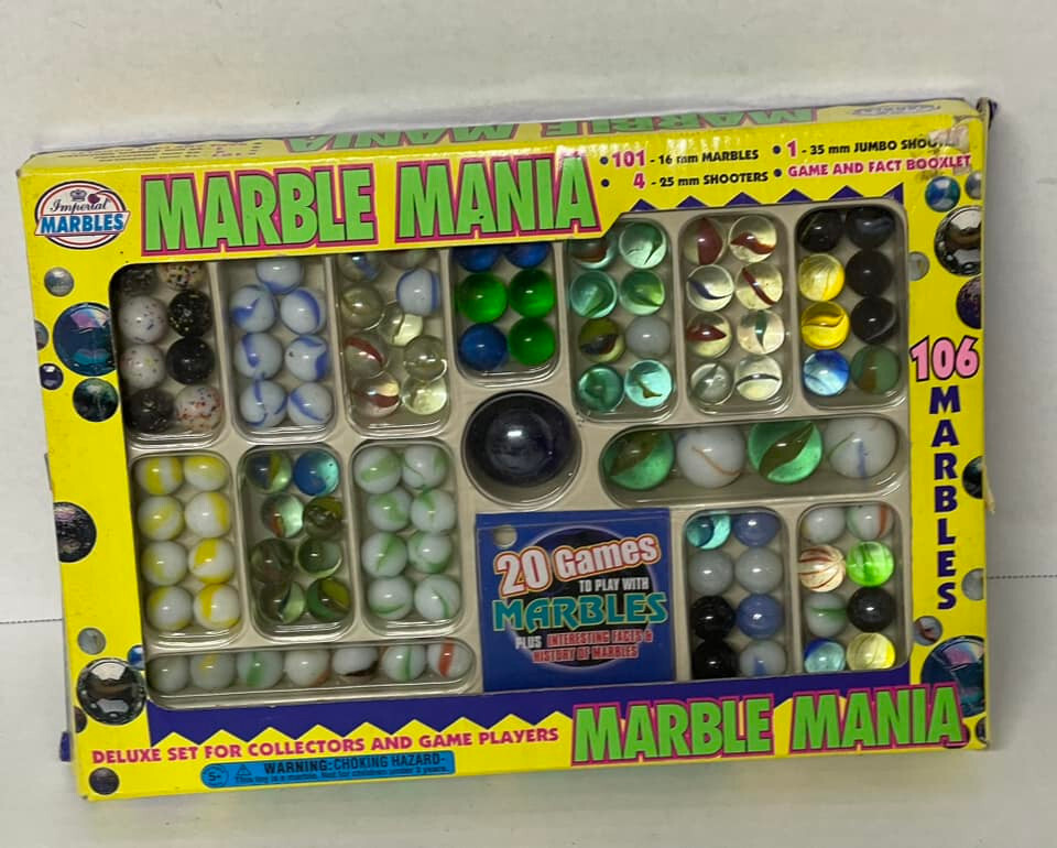 1997 Marble Mania By Imperial Toy Corporation- Boxed Set of 106 Marbles VINTAGE