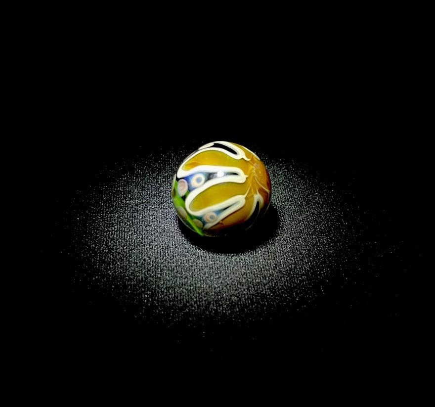 .85” “Lotus” Eye Double Sided Dot Design Glass Art Eyeball Marble USA