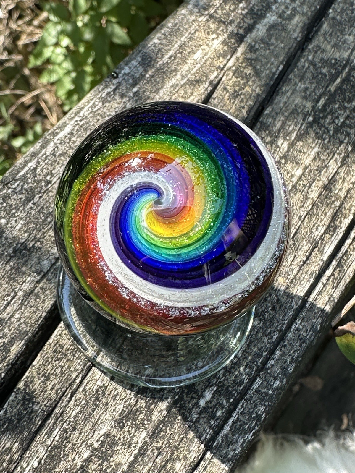 EDDIE SEESE MARBLE HANDMADE ART YELLOW CORE DICHROIC DOUBLE TWIST 1.76″ FES 16