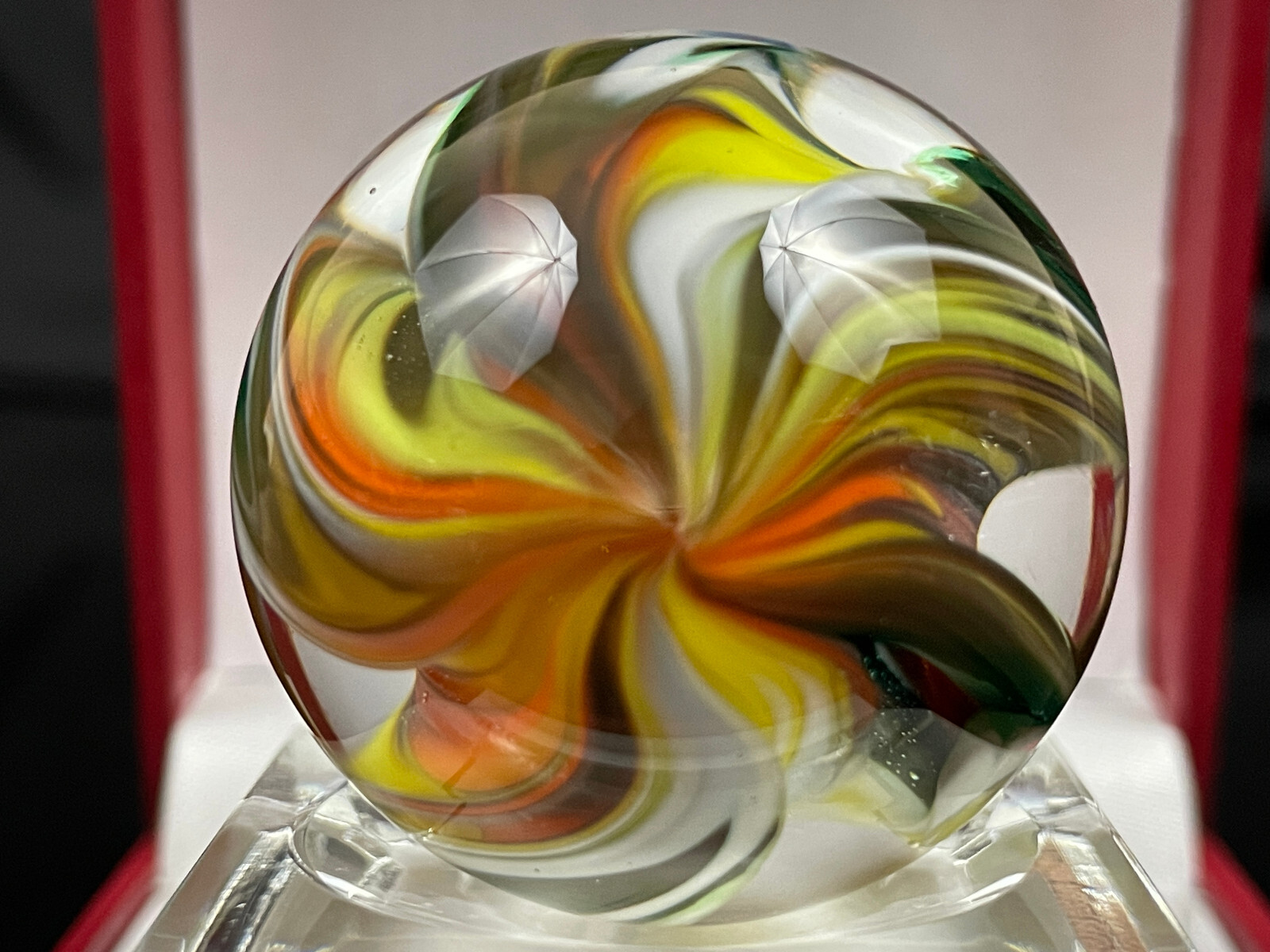 Rick Davis Glass Art Marble 1.48″ Signed #28