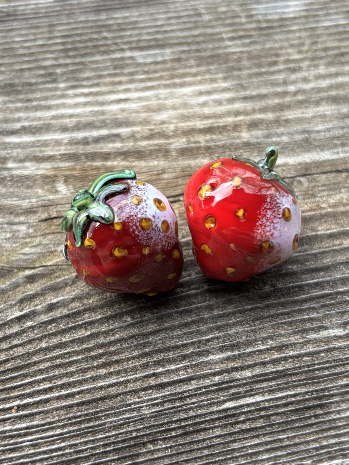 Shortie’s Fancy Handmade Playing&Hiding Marbles Lot Of 2 “Crazy Strawberries”