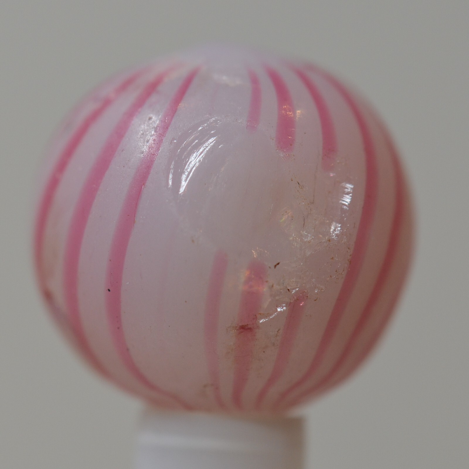 Handmade Pink Clambroth Marble, 11/16 in, Good+, Chip, Germany, 1860-1920, S1450