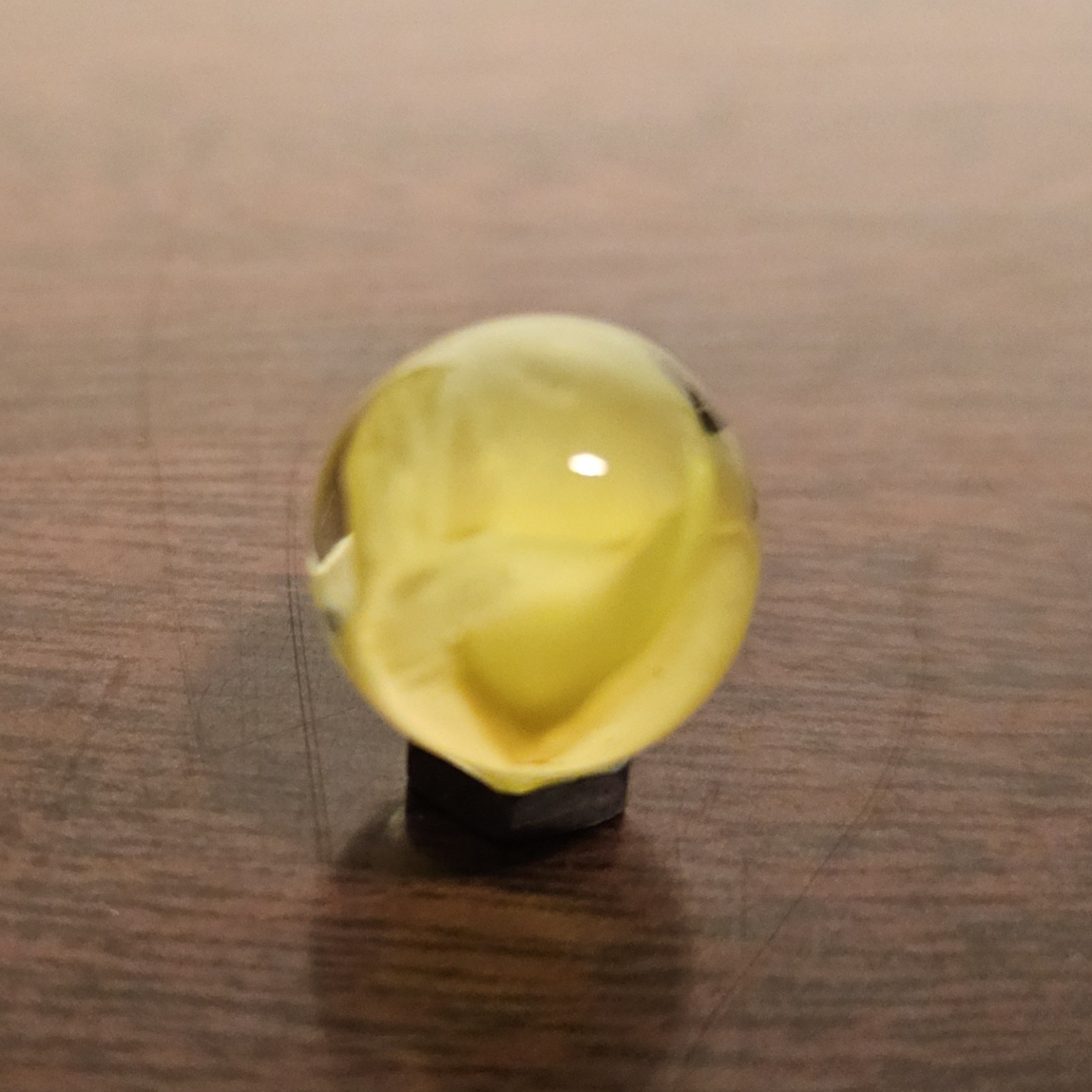 C E Bogard Yellow 4- Lobe Floppy Cats Eye Clear Glass .625 Marble
